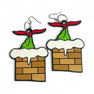 Grinch Chimney Wooden Earrings